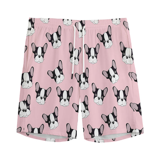 Cartoon French Bulldog Pattern Print Men's Sports Shorts