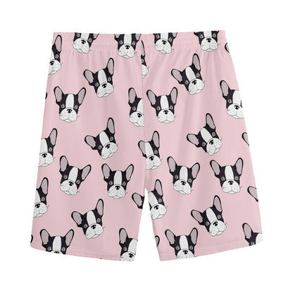 Cartoon French Bulldog Pattern Print Men's Sports Shorts