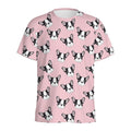 Cartoon French Bulldog Pattern Print Men's Athletic T-Shirt
