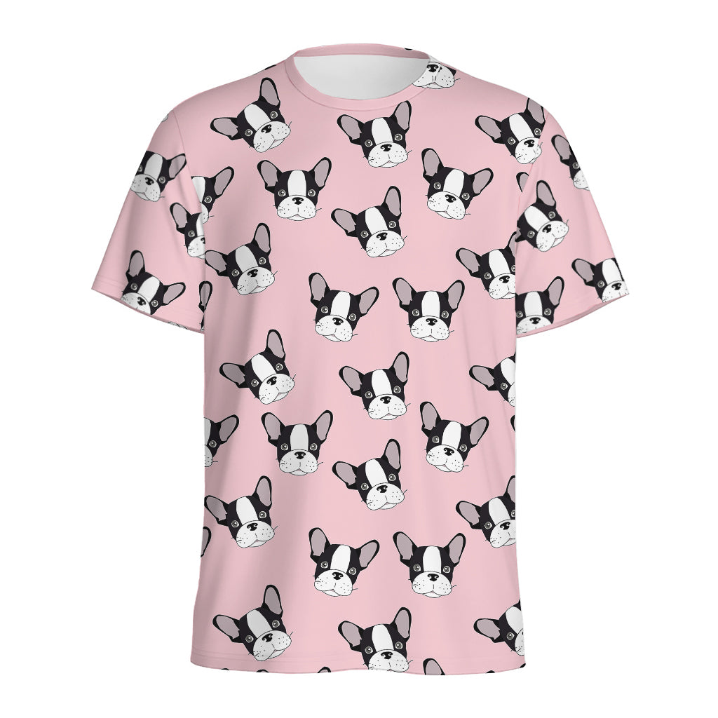 Cartoon French Bulldog Pattern Print Men's Sports T-Shirt