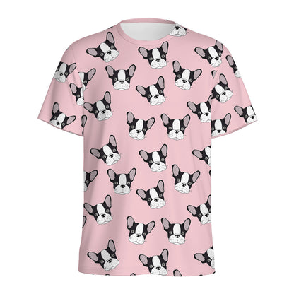 Cartoon French Bulldog Pattern Print Men's Sports T-Shirt