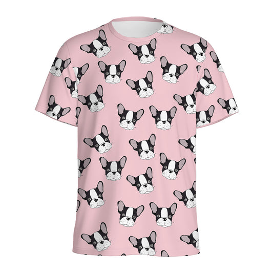 Cartoon French Bulldog Pattern Print Men's Sports T-Shirt