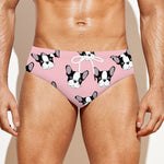 Cartoon French Bulldog Pattern Print Men's Swim Briefs