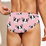 Cartoon French Bulldog Pattern Print Men's Swim Briefs