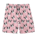 Cartoon French Bulldog Pattern Print Men's Swim Trunks