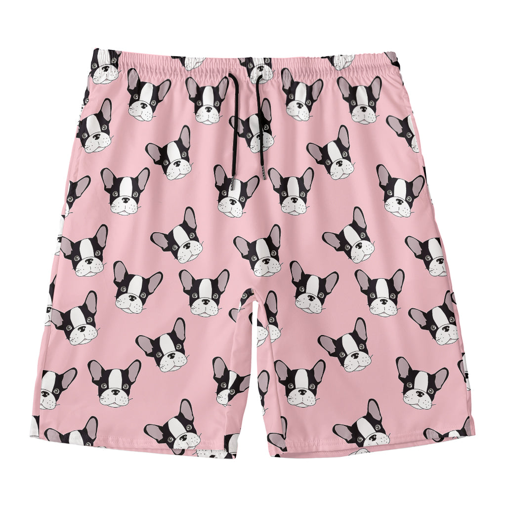 Cartoon French Bulldog Pattern Print Men's Swim Trunks