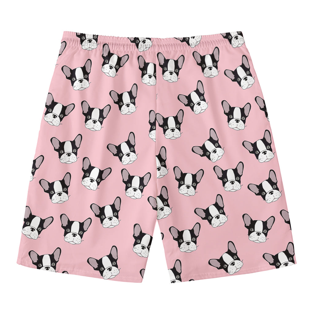 Cartoon French Bulldog Pattern Print Men's Swim Trunks