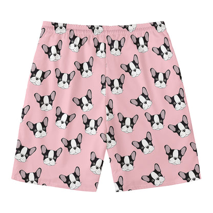 Cartoon French Bulldog Pattern Print Men's Swim Trunks