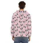 Cartoon French Bulldog Pattern Print Men's Velvet Pullover Hoodie