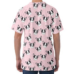 Cartoon French Bulldog Pattern Print Men's Velvet T-Shirt