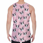 Cartoon French Bulldog Pattern Print Men's Velvet Tank Top