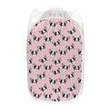 Cartoon French Bulldog Pattern Print Mesh Laundry Hamper