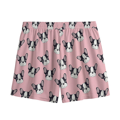 Cartoon French Bulldog Pattern Print Mesh Shorts
