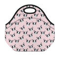 Cartoon French Bulldog Pattern Print Neoprene Lunch Bag