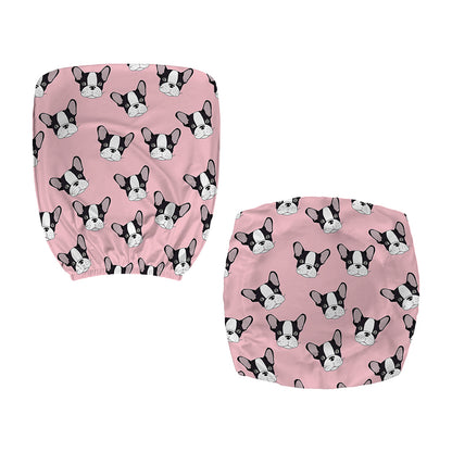 Cartoon French Bulldog Pattern Print Office Chair Cover