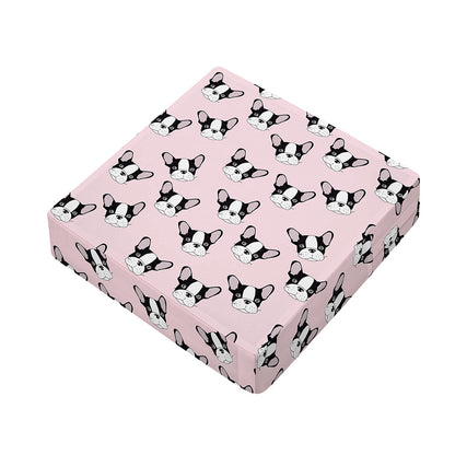 Cartoon French Bulldog Pattern Print Outdoor Seat Cushion Cover