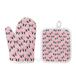 Cartoon French Bulldog Pattern Print Oven Mitt And Pot Holder Set