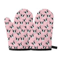 Cartoon French Bulldog Pattern Print Oven Mitts
