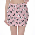 Cartoon French Bulldog Pattern Print Pencil Mini Skirt