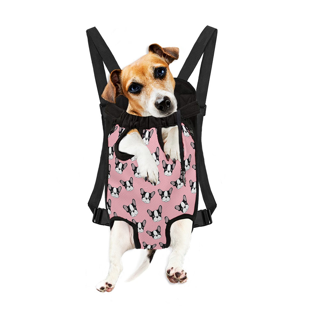 Cartoon French Bulldog Pattern Print Pet Carrier Backpack