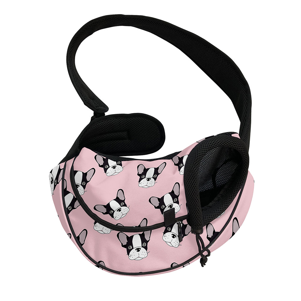 Cartoon French Bulldog Pattern Print Pet Sling Carrier