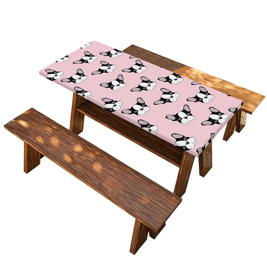 Cartoon French Bulldog Pattern Print Picnic Table Cover