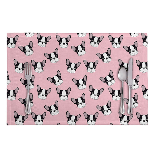 Cartoon French Bulldog Pattern Print Placemat