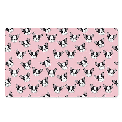 Cartoon French Bulldog Pattern Print Polyester Doormat