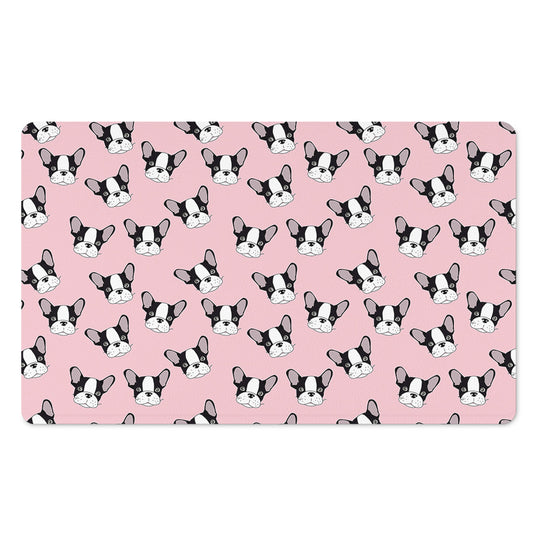 Cartoon French Bulldog Pattern Print Polyester Doormat