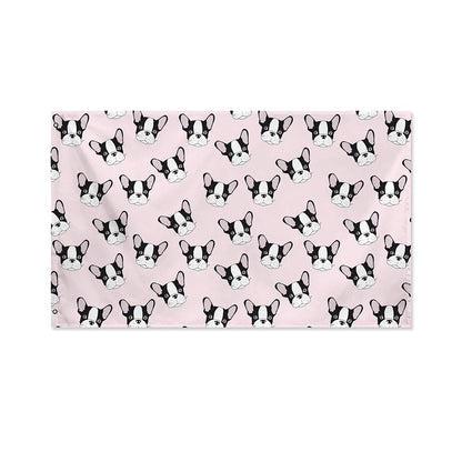 Cartoon French Bulldog Pattern Print Polyester Flag