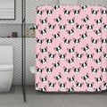Cartoon French Bulldog Pattern Print Polyester Shower Curtain