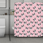 Cartoon French Bulldog Pattern Print Polyester Shower Curtain