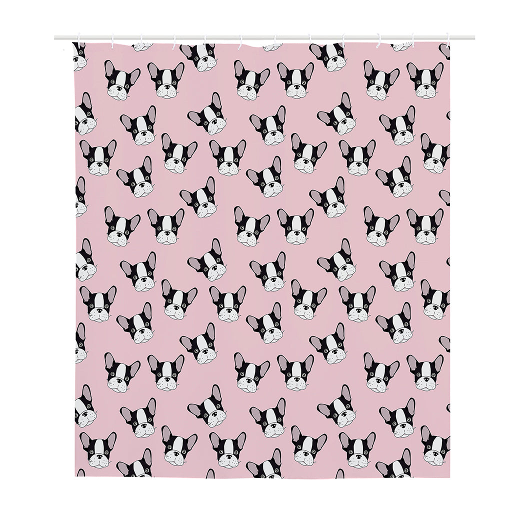 Cartoon French Bulldog Pattern Print Polyester Shower Curtain