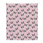 Cartoon French Bulldog Pattern Print Polyester Shower Curtain