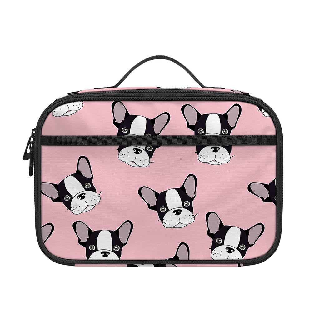 Cartoon French Bulldog Pattern Print Portable Lunch Bag