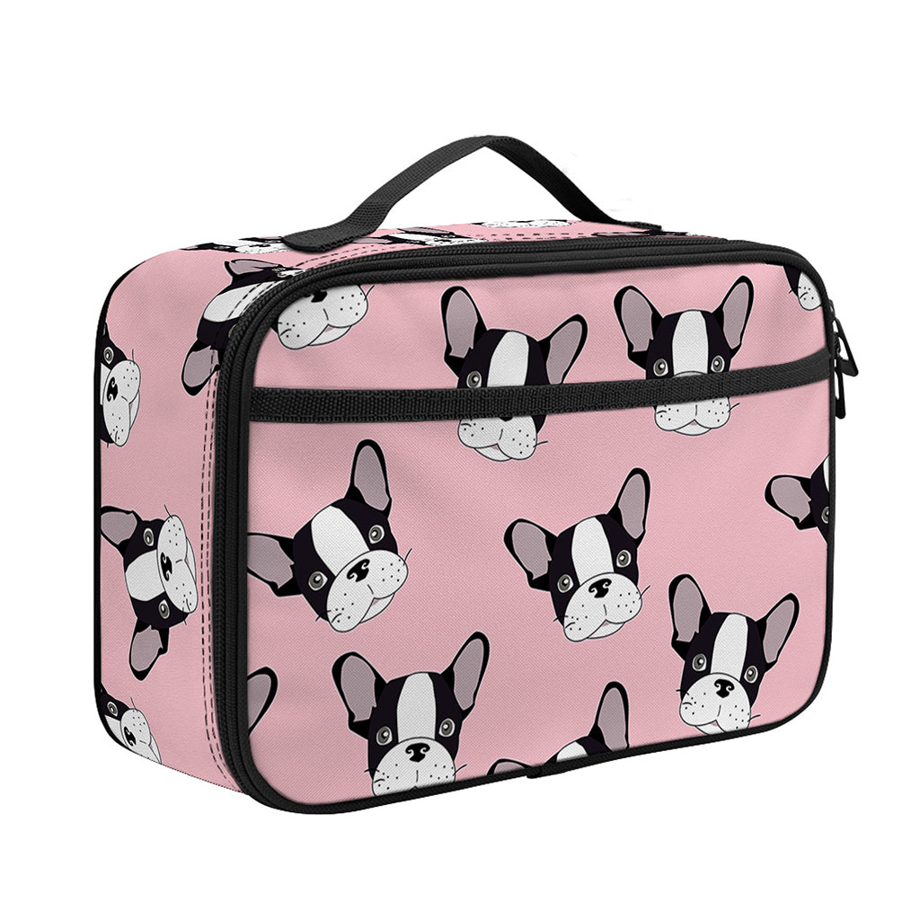 Cartoon French Bulldog Pattern Print Portable Lunch Bag