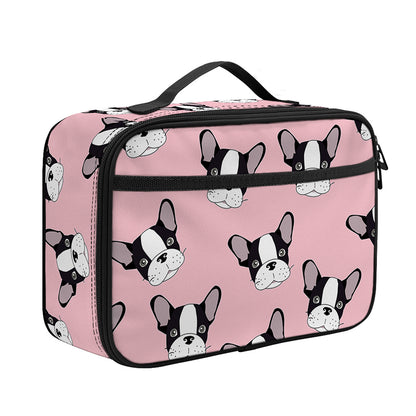 Cartoon French Bulldog Pattern Print Portable Lunch Bag
