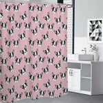 Cartoon French Bulldog Pattern Print Premium Shower Curtain