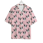 Cartoon French Bulldog Pattern Print Rayon Hawaiian Shirt