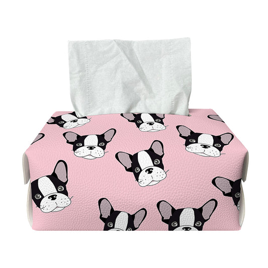 Cartoon French Bulldog Pattern Print Rectangle Tissue Box Cover