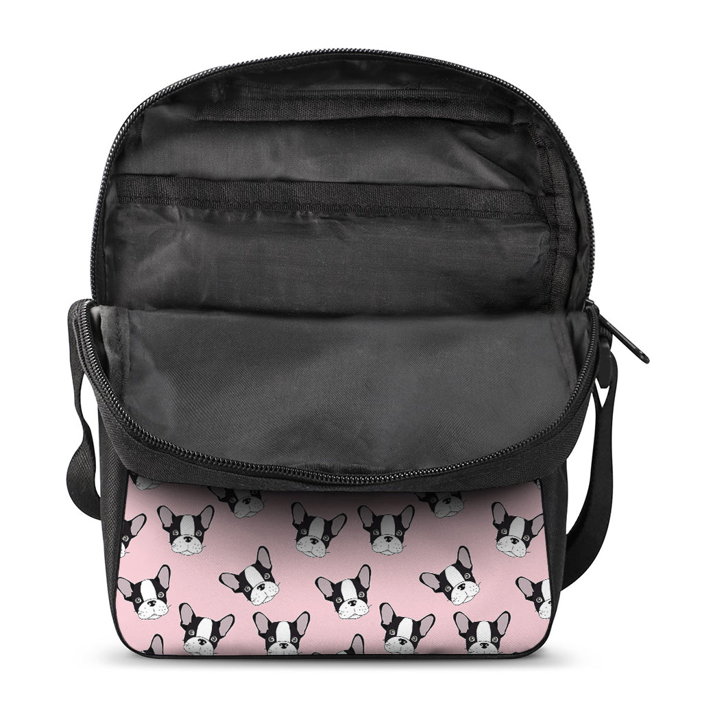 Cartoon French Bulldog Pattern Print Rectangular Crossbody Bag
