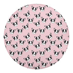 Cartoon French Bulldog Pattern Print Round Blanket