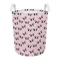 Cartoon French Bulldog Pattern Print Round Laundry Basket