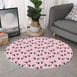 Cartoon French Bulldog Pattern Print Round Rug