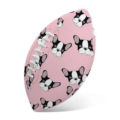 Cartoon French Bulldog Pattern Print Rugby Ball