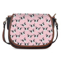 Cartoon French Bulldog Pattern Print Saddle Bag