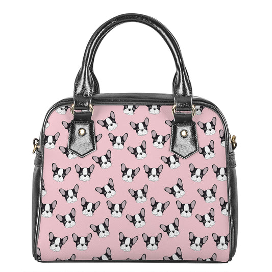 Cartoon French Bulldog Pattern Print Shoulder Handbag