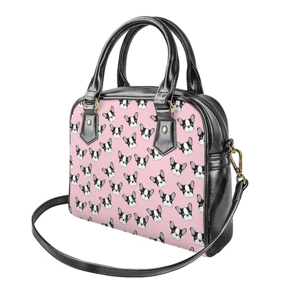 Cartoon French Bulldog Pattern Print Shoulder Handbag