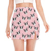 Cartoon French Bulldog Pattern Print Side Slit Mini Skirt