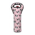 Cartoon French Bulldog Pattern Print Single Neoprene Wine Tote